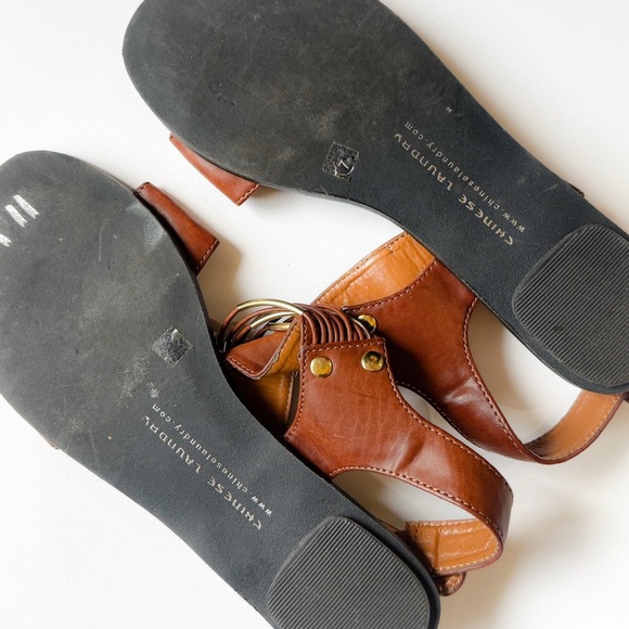 Chinese Laundry brown/ gold strappy flat sandal ❤️ size 7 - Picture 4 of 7